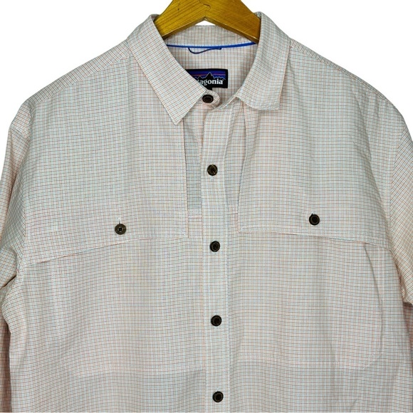 Patagonia Mens Check Pattern Orange & Blue Button-Up Shirt Size M - Picture 2 of 7